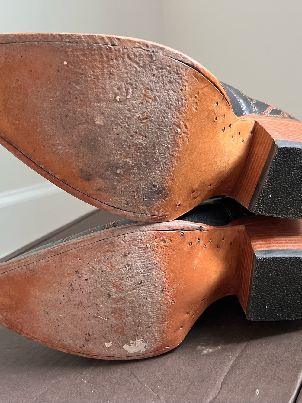 Ariat Black Ankle Western Boots with Brown Accents - Picture 5 of 7